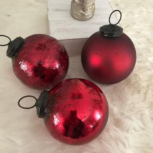Set of 9 Kugel Style Red Mercury Glass Christmas Ornaments Crackled Matte New